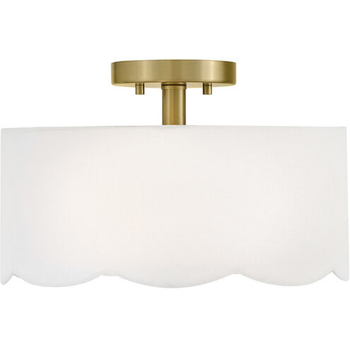Bliss 2 Light 14 inch Lacquered Brass Semi-Flush Mount Ceiling Light