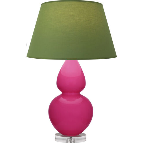 Double Gourd 30 inch 150.00 watt Razzle Rose Glazed Ceramic with Lucite Base Table Lamp Portable Light in Tea Green with Taupe