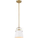 Z-Studio 1 Light 8 inch Matte White/Heritage Brass Pendant Ceiling Light