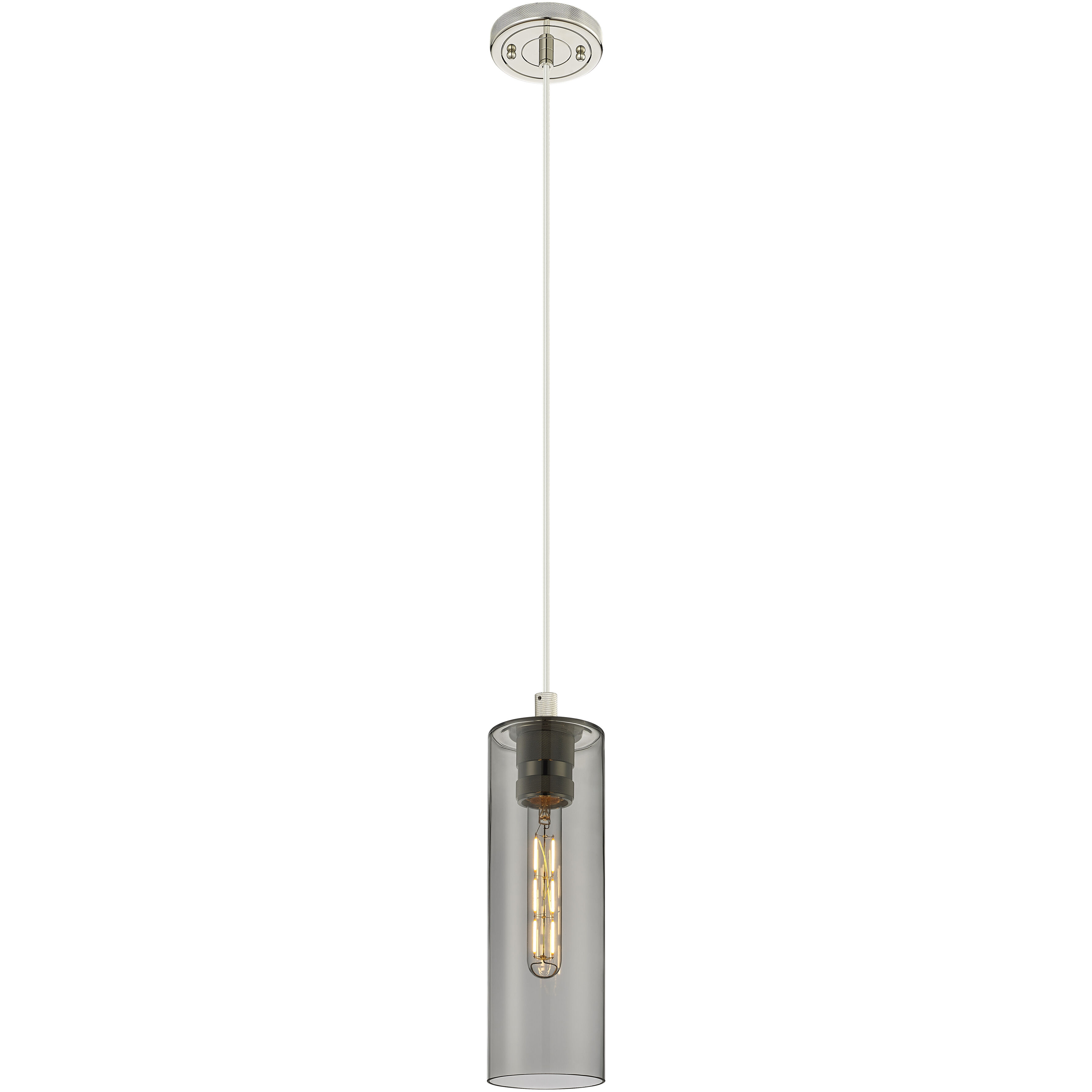 Downtown Urban Crown Point 1 Light 3.88 inch Polished Nickel Pendant Ceiling Light in Plated Smoke