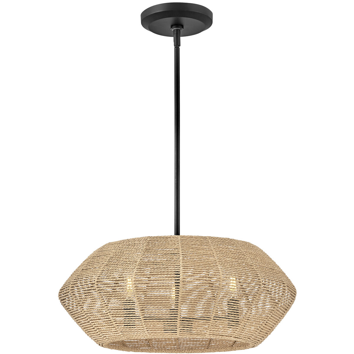Lisa McDennon Luca 3 Light 21.25 inch Black Indoor Chandelier Ceiling Light in Black / Camel Rattan, Convertible