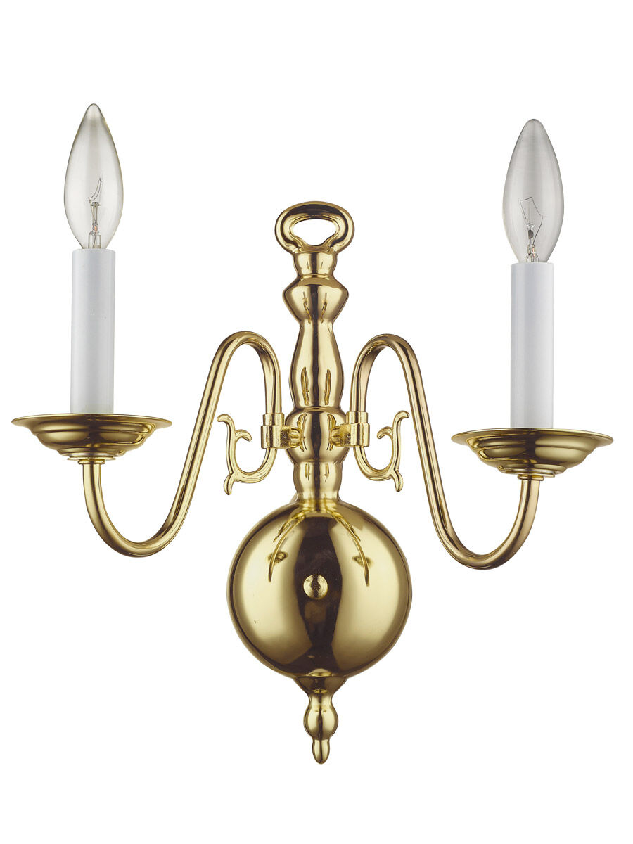 Williamsburgh 2 Light 13 inch Polished Brass Wall Sconce Wall Light