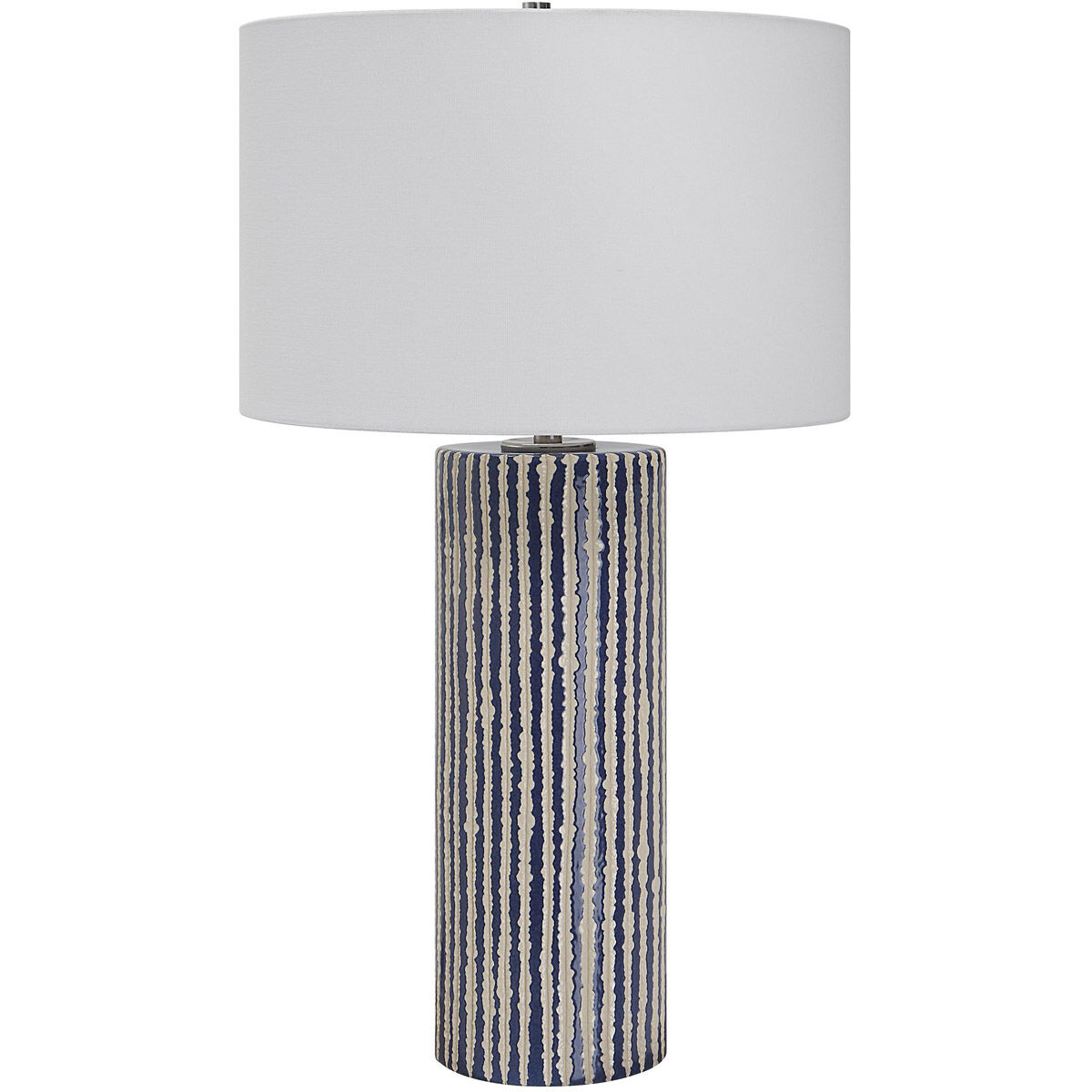 Havana 28 inch 150.00 watt Cobalt and Ivory Glazed Stripes and Brushed Nickel Table Lamp Portable Light