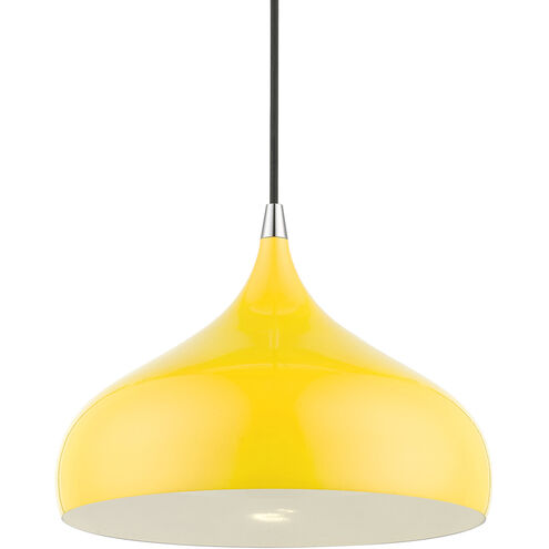 Amador 1 Light 12 inch Shiny Yellow with Polished Chrome Accents Pendant Ceiling Light