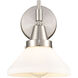 Caden LED 8 inch Satin Nickel Sconce Wall Light in White Glass