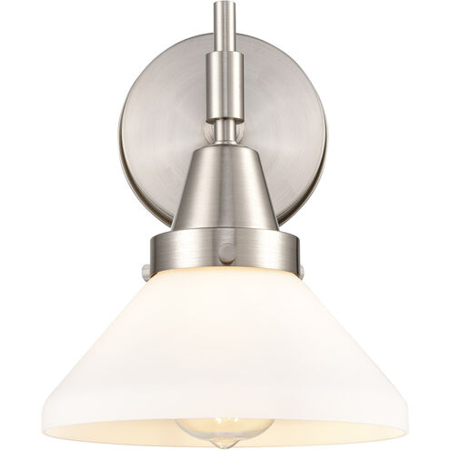 Caden LED 8 inch Satin Nickel Sconce Wall Light in White Glass