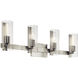 Jemsa 4 Light 32 inch Brushed Nickel Bath Bracket Wall Light, 4 Arm