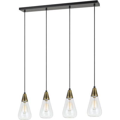 Ellyn 4 Light 6 inch Antique Brass and Black Pendant Ceiling Light