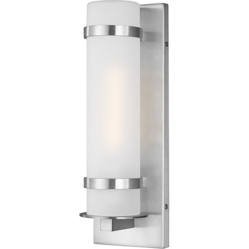 Alban 1 Light 14 inch Satin Aluminum Outdoor Wall Lantern, Small