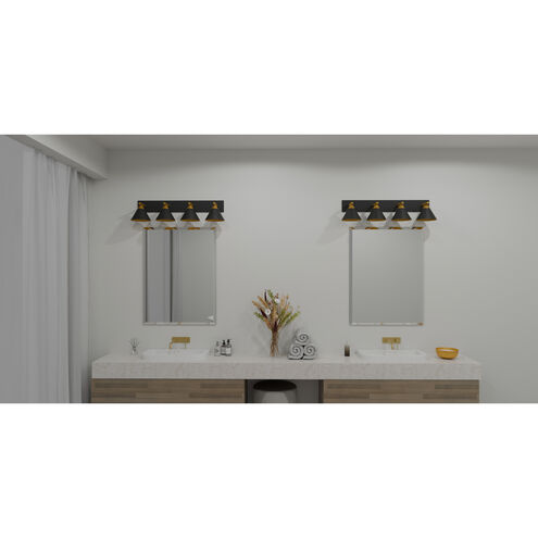Mastro 4 Light 37.5 inch Matte Black Bath Light Wall Light, Extra Large