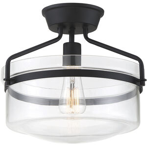Modern 1 Light 13.25 inch Matte Black Semi-Flush Ceiling Light