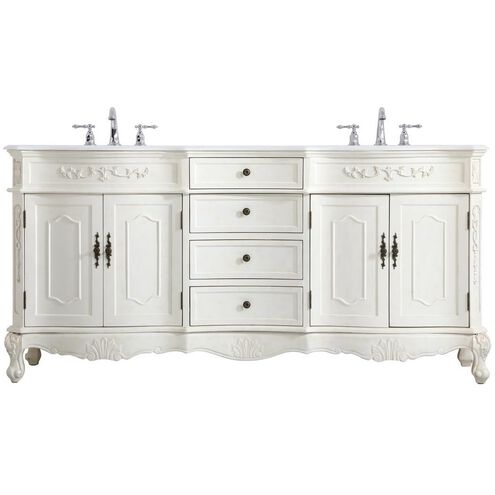 Danville 72 X 21 X 36 inch Antique White Vanity Sink Set