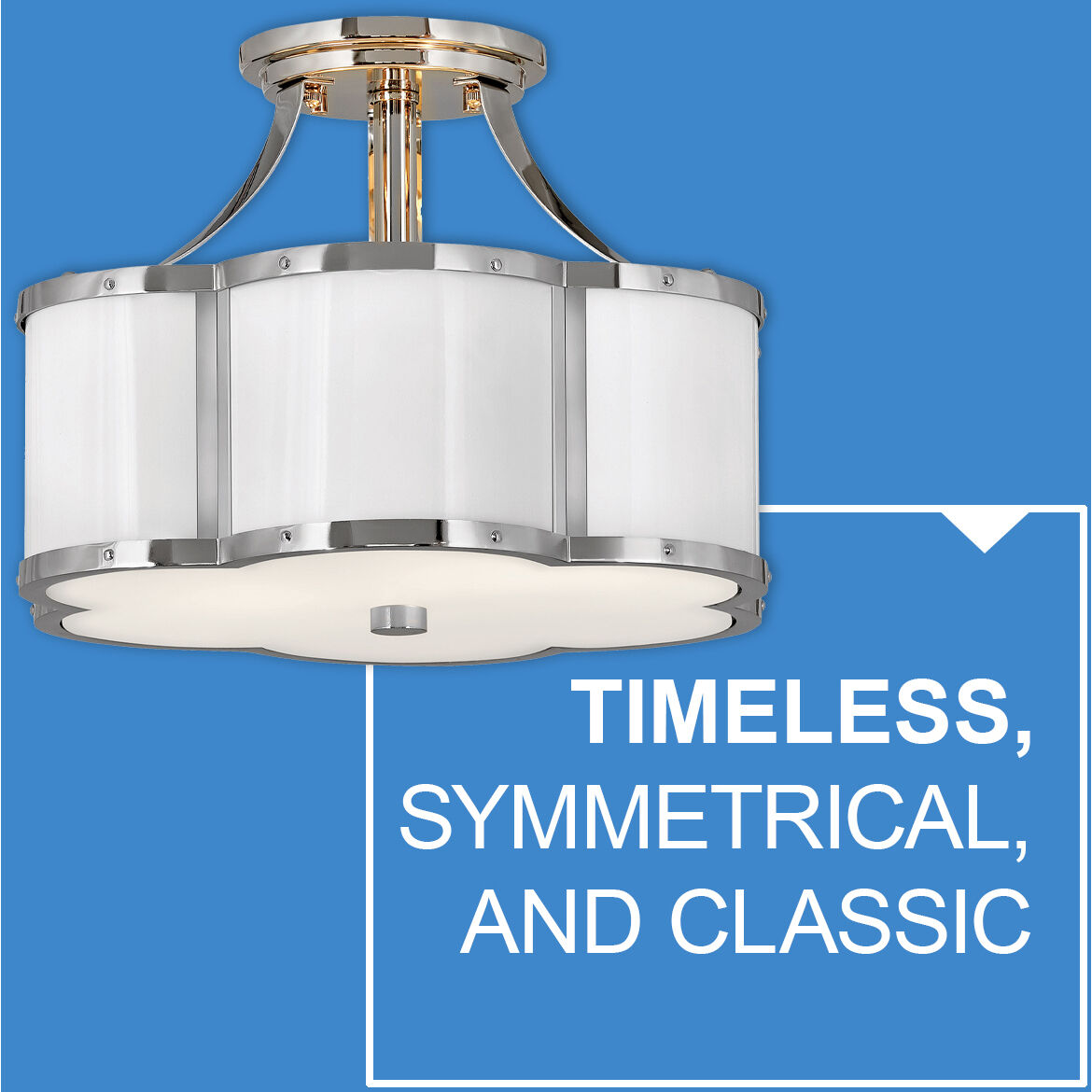 Chance 2 Light 14.25 inch Polished Nickel with Polished White Indoor Semi-Flush Mount Ceiling Light