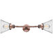 Franklin Restoration Large Cone LED 18 inch Antique Copper Bath Vanity Light Wall Light in Seedy Glass, Franklin Restoration