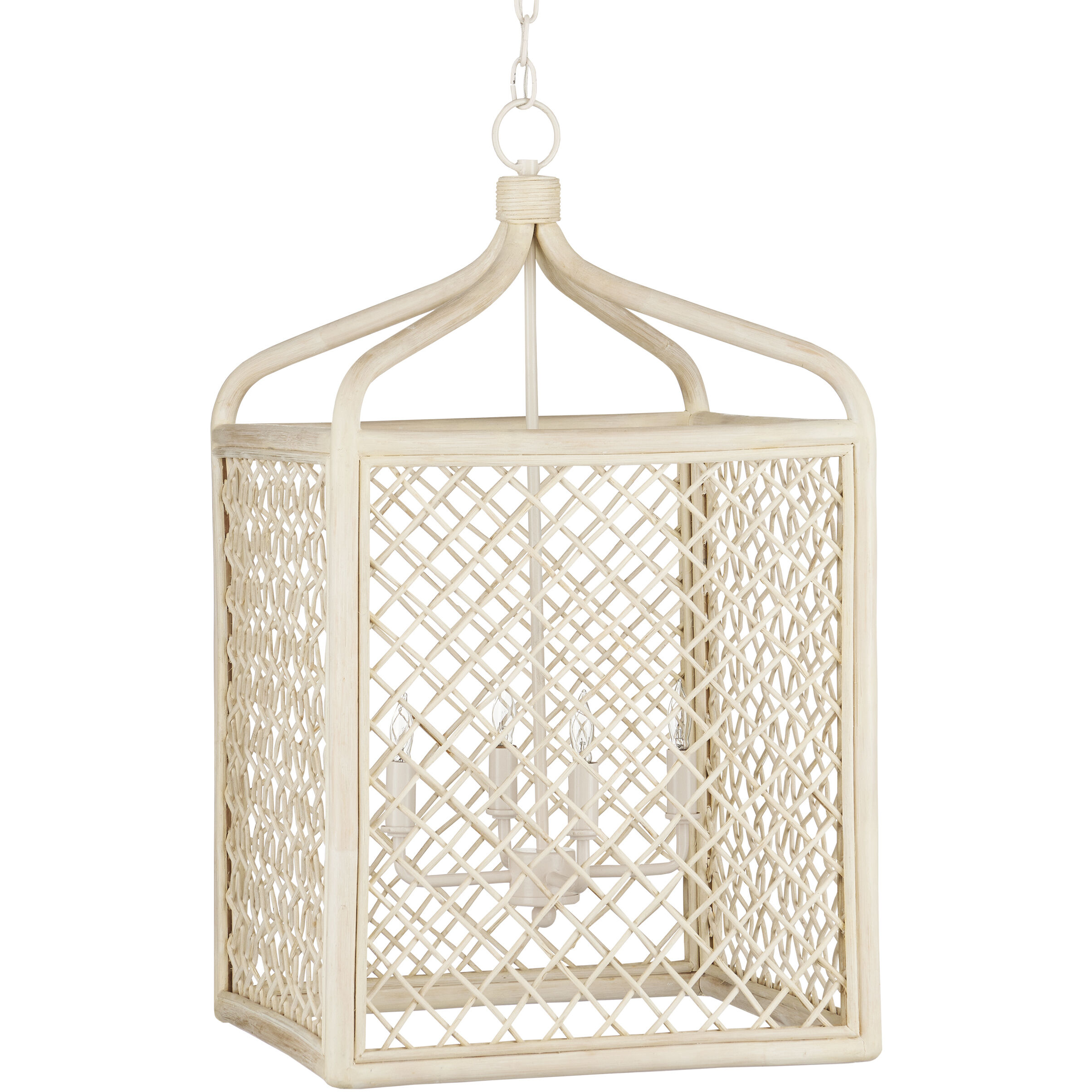 Wanstead 4 Light 16 inch Bleached Natural and Vanilla Lantern Chandelier Ceiling Light