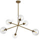 Alora Mood Cassia 6 Light 39.5 inch Aged Gold Chandelier Ceiling Light in Clear Glass Shade