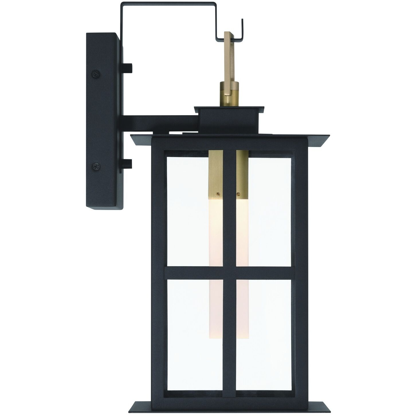 Greyson 1 Light 16 inch Brass and Black Outdoor Wall Lantern