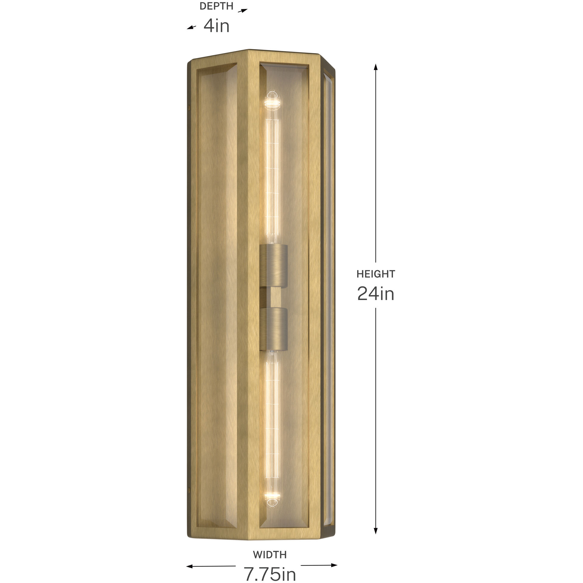 Berens 2 Light 24 inch Natural Brass Outdoor Wall Light