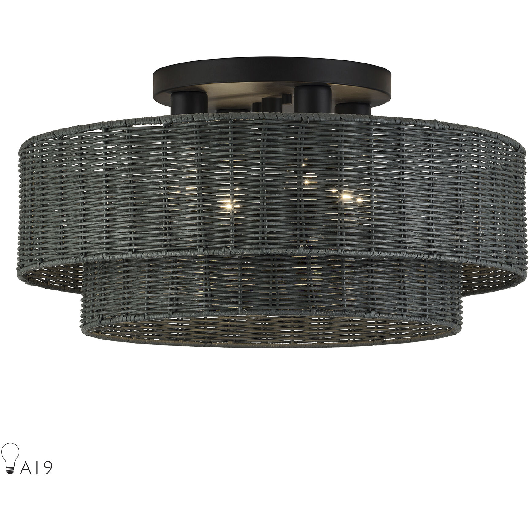 Weavington 4 Light 21 inch Black Semi Flush Mount Ceiling Light, Extra Large