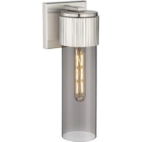 Bolivar 1 Light 4 inch Satin Nickel Sconce Wall Light in Plated Smoke Glass