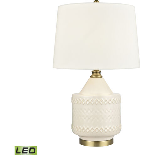 Buckley 27 inch 9 watt White Glazed with Antique Brass Table Lamp Portable Light