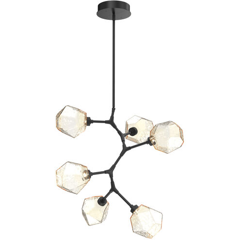 Gem LED 30 inch Matte Black Chandelier Ceiling Light in Amber, 2700K LED, Modern Vine