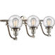 Franklin Restoration Beacon 3 Light 26 inch Brushed Satin Nickel Bath Vanity Light Wall Light in Seedy Glass, Franklin Restoration