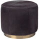 Thackeray 16 inch Espresso Hide & Antique Brass Metal Round Pouf