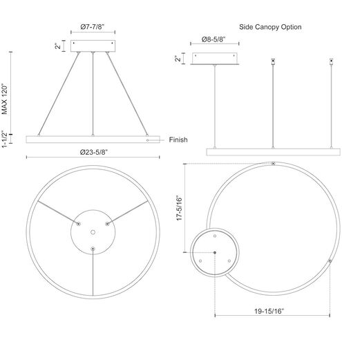Cerchio LED 23.63 inch White Pendant Ceiling Light