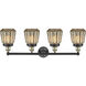 Chatham 4 Light 33.5 inch Black Antique Brass Bath Vanity Light Wall Light in Mercury Glass