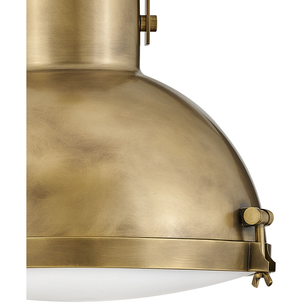 Nautique 1 Light 18 inch Heritage Brass Indoor Pendant Ceiling Light in White