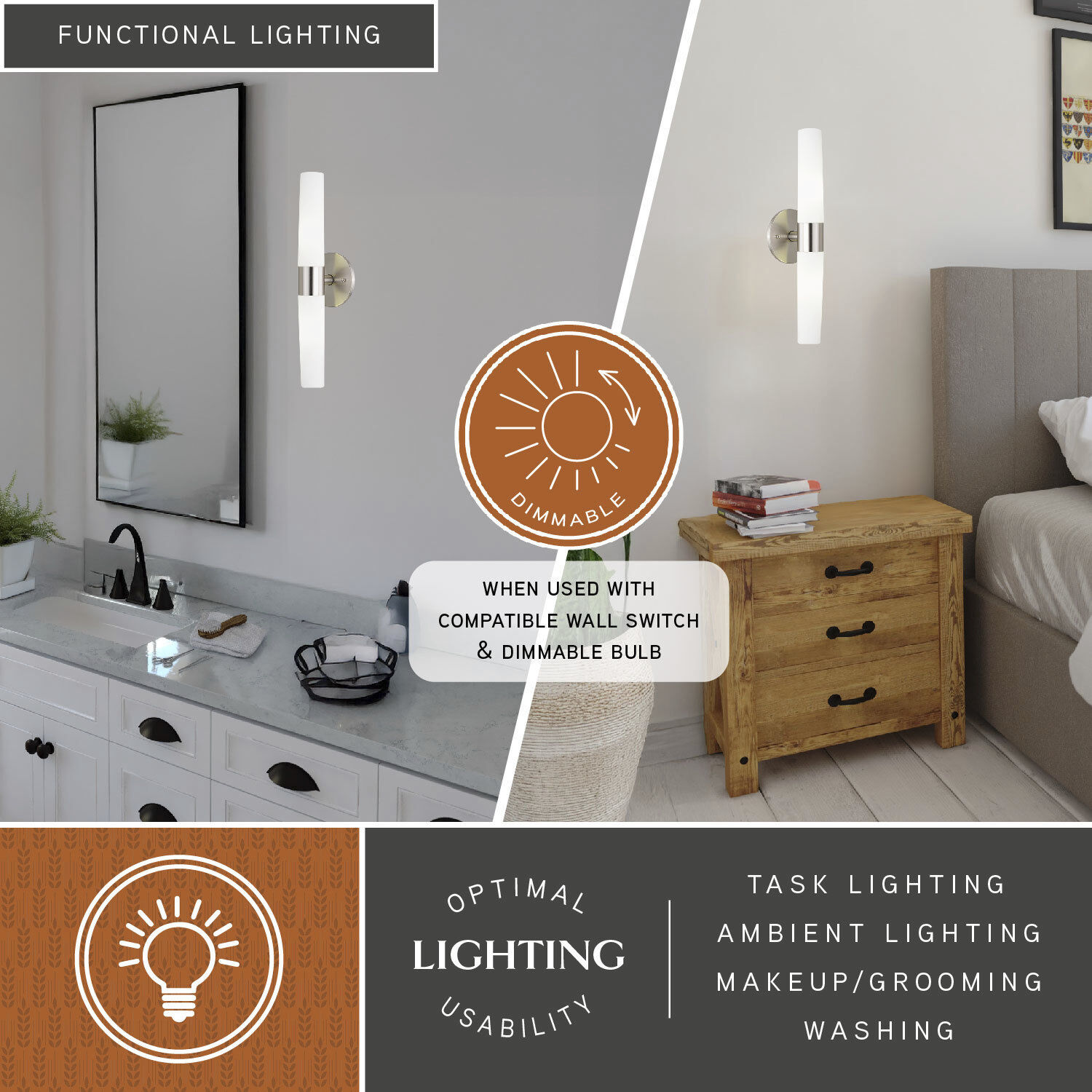 Elliot LED 5.5 inch Satin Nickel Bathroom Light Wall Light