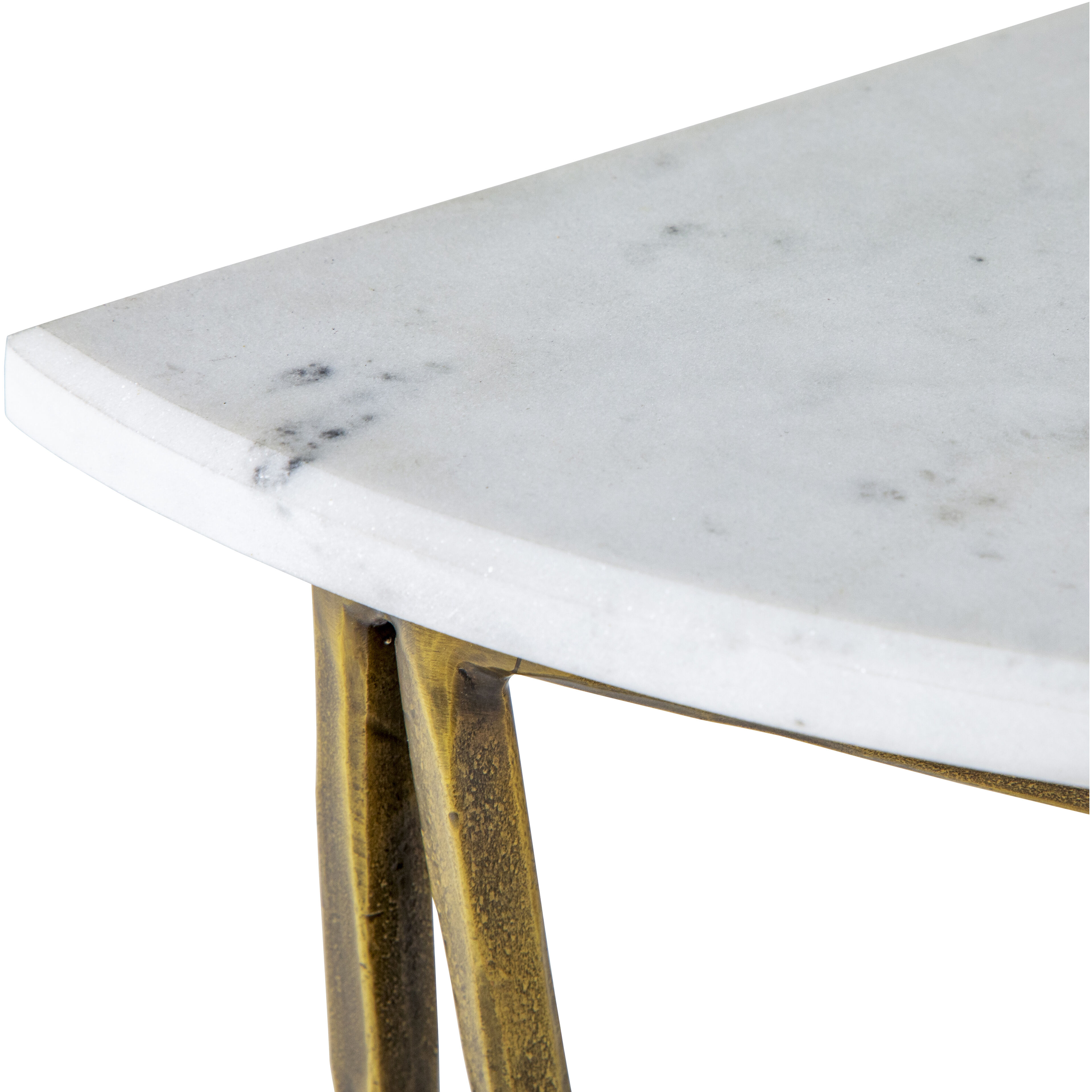 Wayland 48 X 14.25 inch Antique Aged Brass and White Banswara Marble Console Table