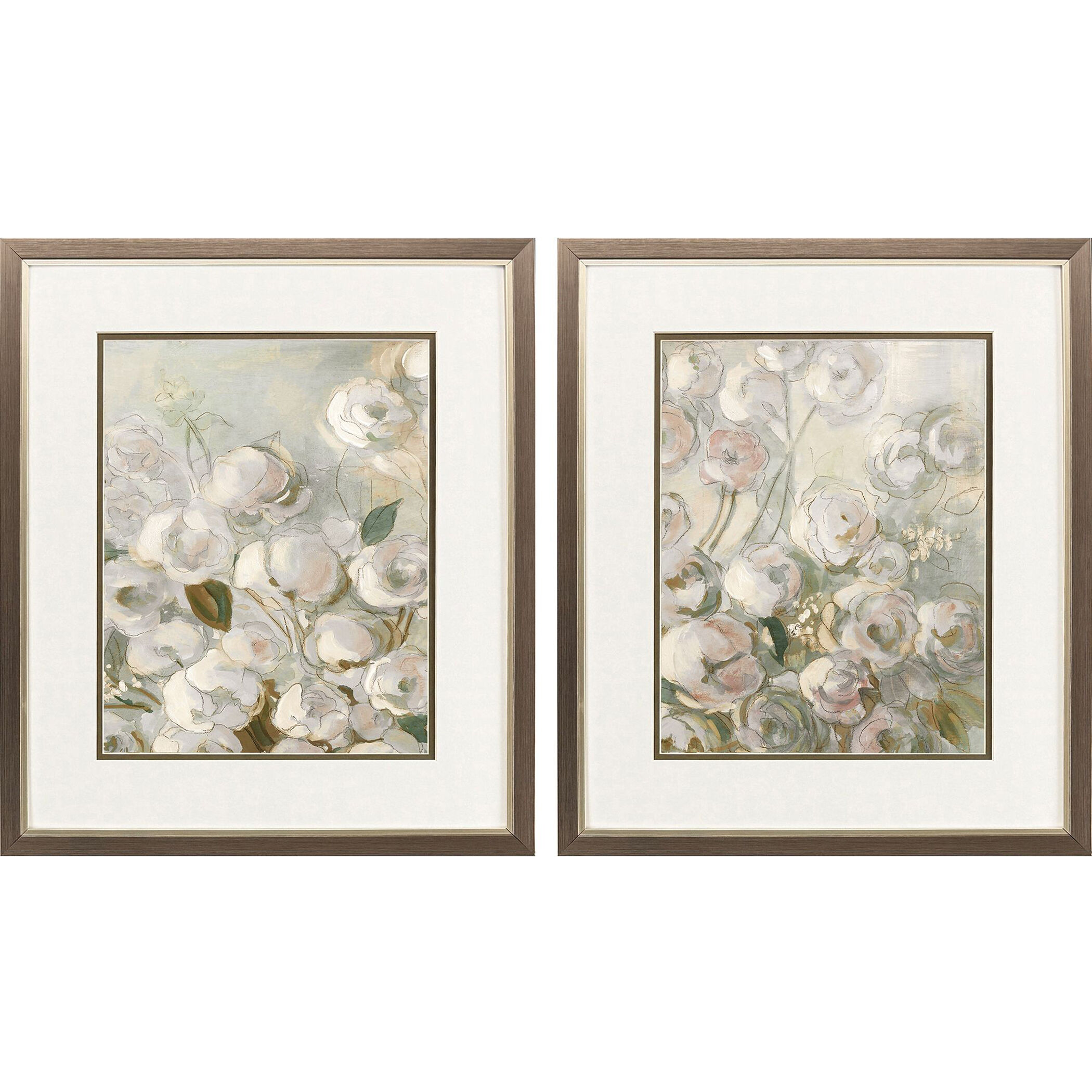 Climbing Roses Gray and Brown and Green Framed Art, Propac