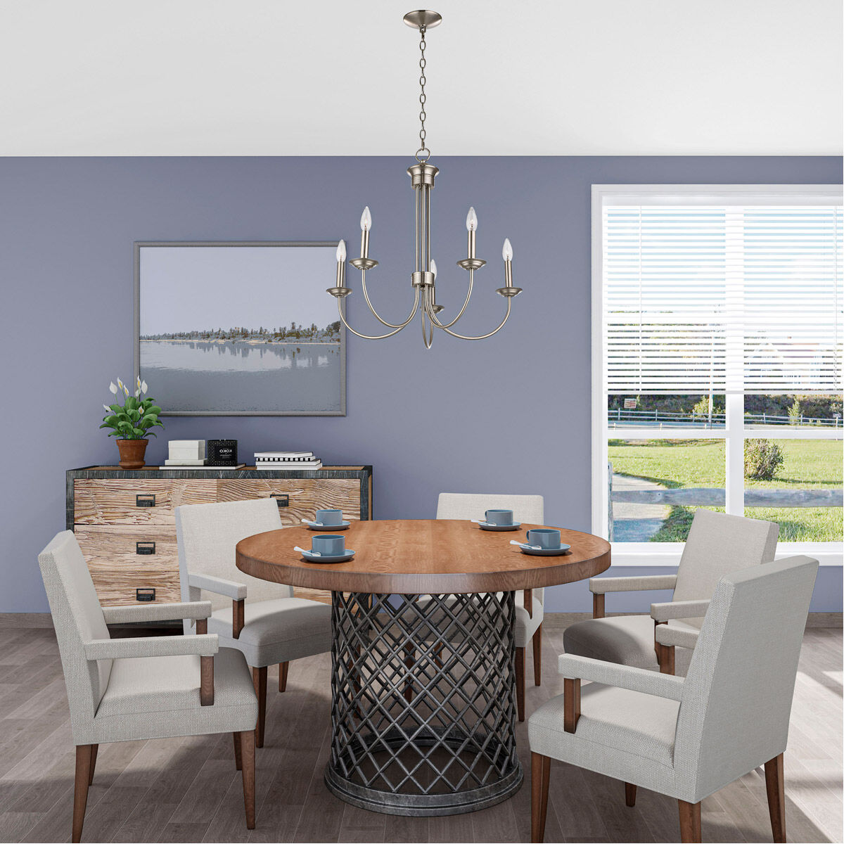 Estate 5 Light 25 inch Brushed Nickel Chandelier Ceiling Light