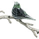 Sitting Bird on Branch Silver and Black Décor