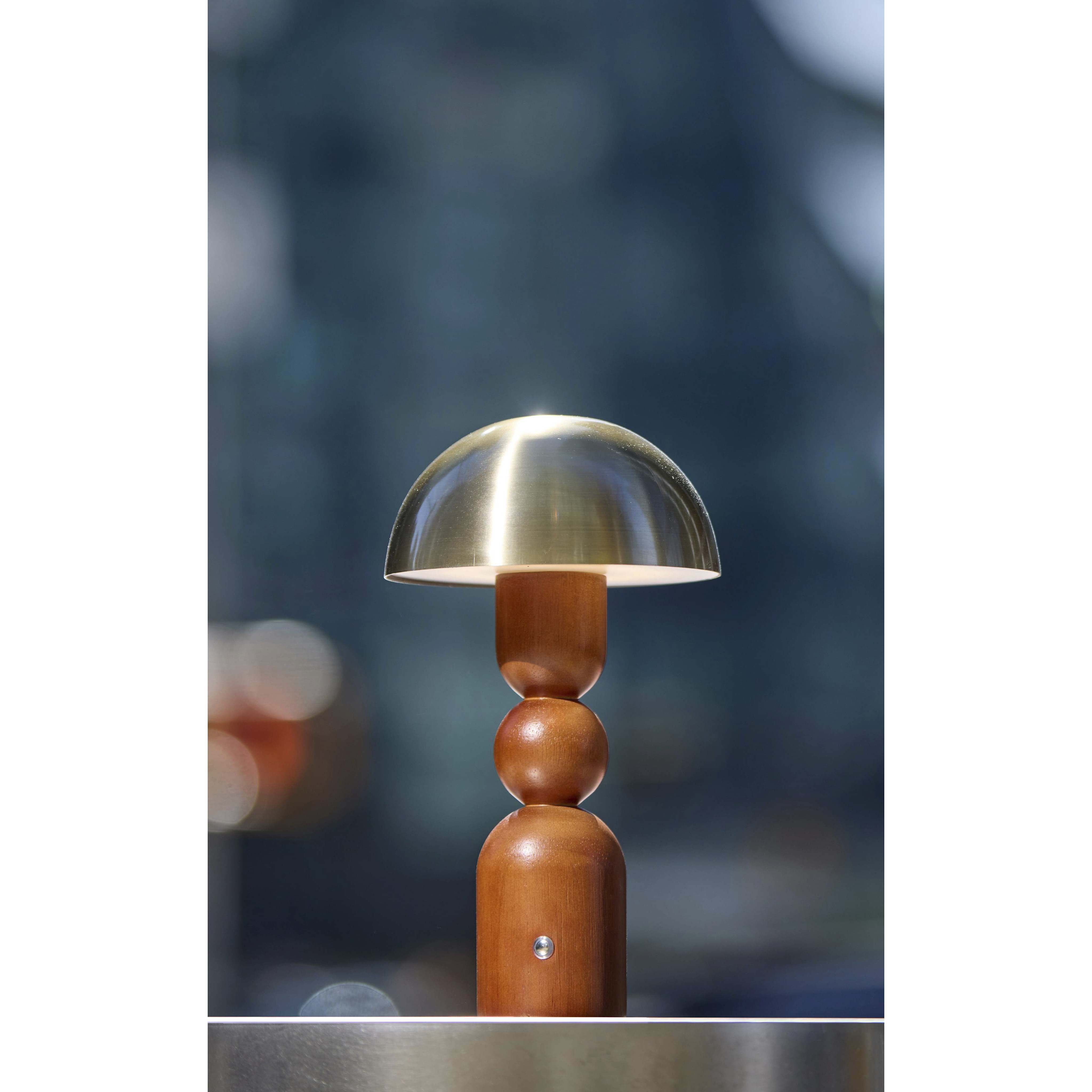 Connie 10.75 inch 2.00 watt Walnut and Antique Brass Cordless Table Lamp Portable Light