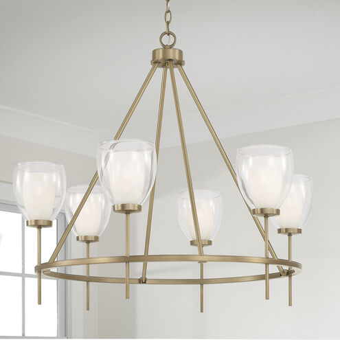 Joss 6 Light 34.5 inch Aged Brass Chandelier Ceiling Light