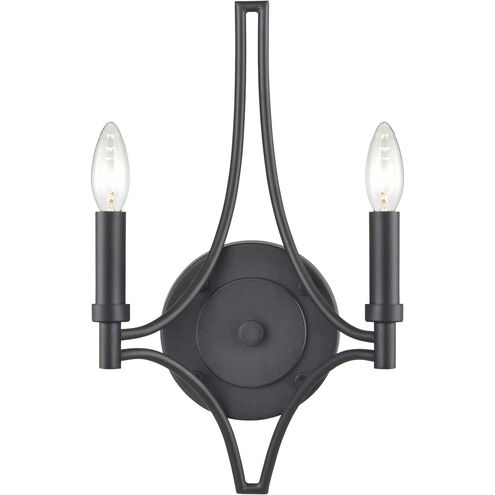 Spanish Villa 2 Light 10 inch Charcoal with Satin Brass and Satin Nickel Sconce Wall Light