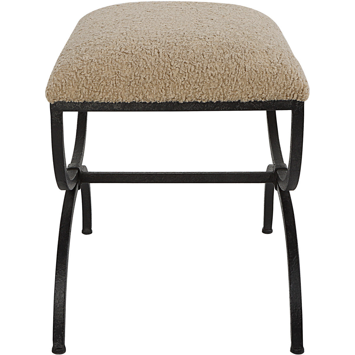 Hacienda Aged Black with Latte Faux Shearling Bench