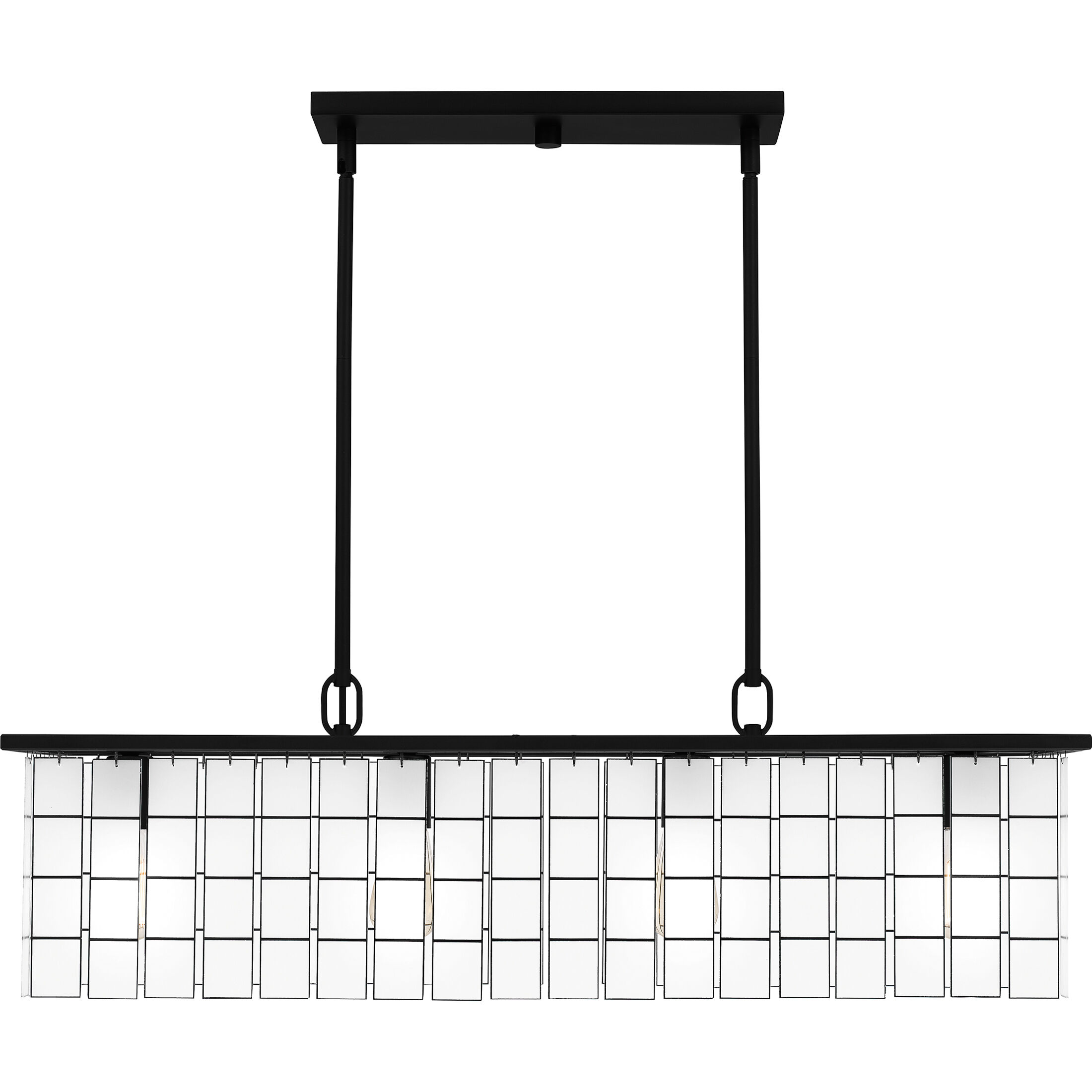 Seigler 4 Light 34 inch Matte Black Island Light Ceiling Light in Etched Glass