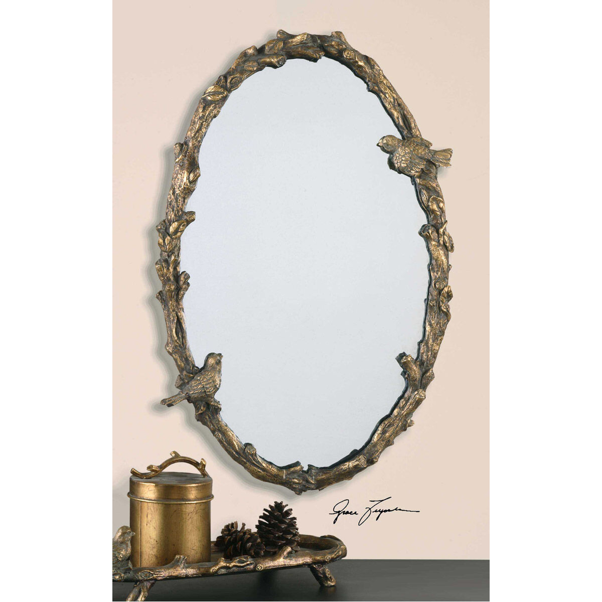 Paza 34 X 22 inch Gold Wall Mirror
