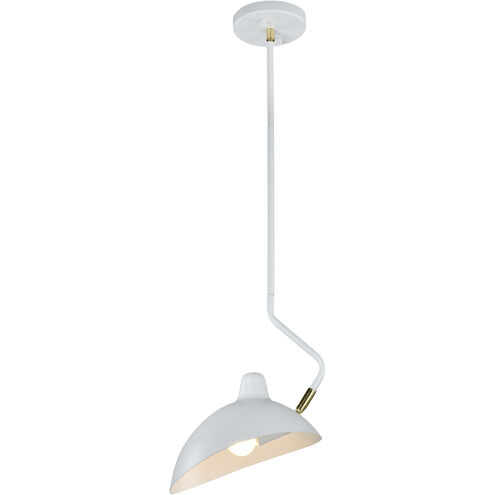 Droid 1 Light 9.25 inch White and Brushed Gold Pendant Ceiling Light