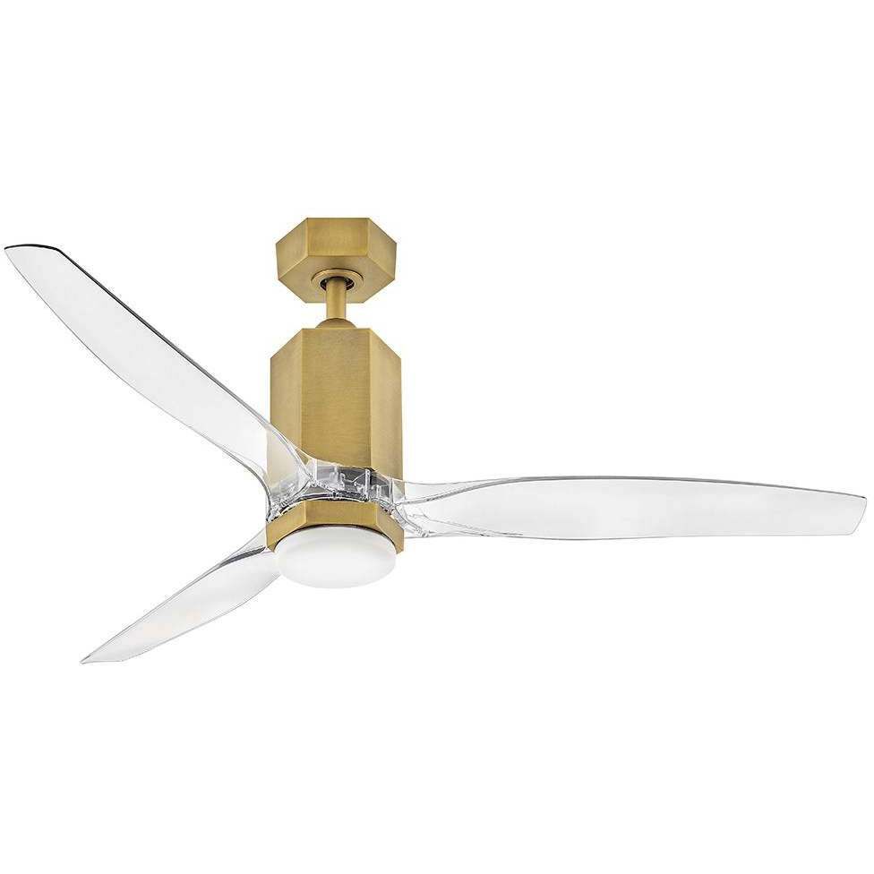 Facet 52 inch Heritage Brass with Clear Acrylic Blades Fan, Dual Mount