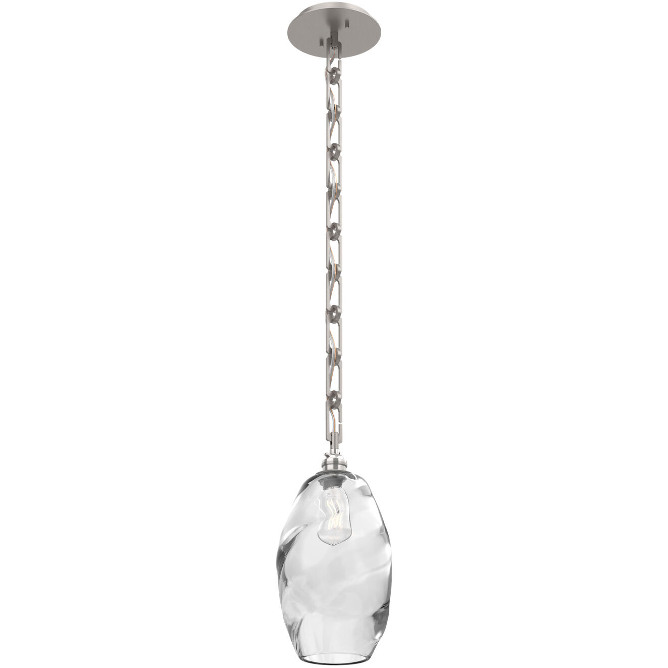 Ellisse 1 Light 6.5 inch Beige Silver Pendant Ceiling Light in Clear Optic, Rectangular Chain