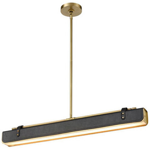 Valise LED 2.5 inch Vintage Brass and Tuxedo Leather Pendant Ceiling Light