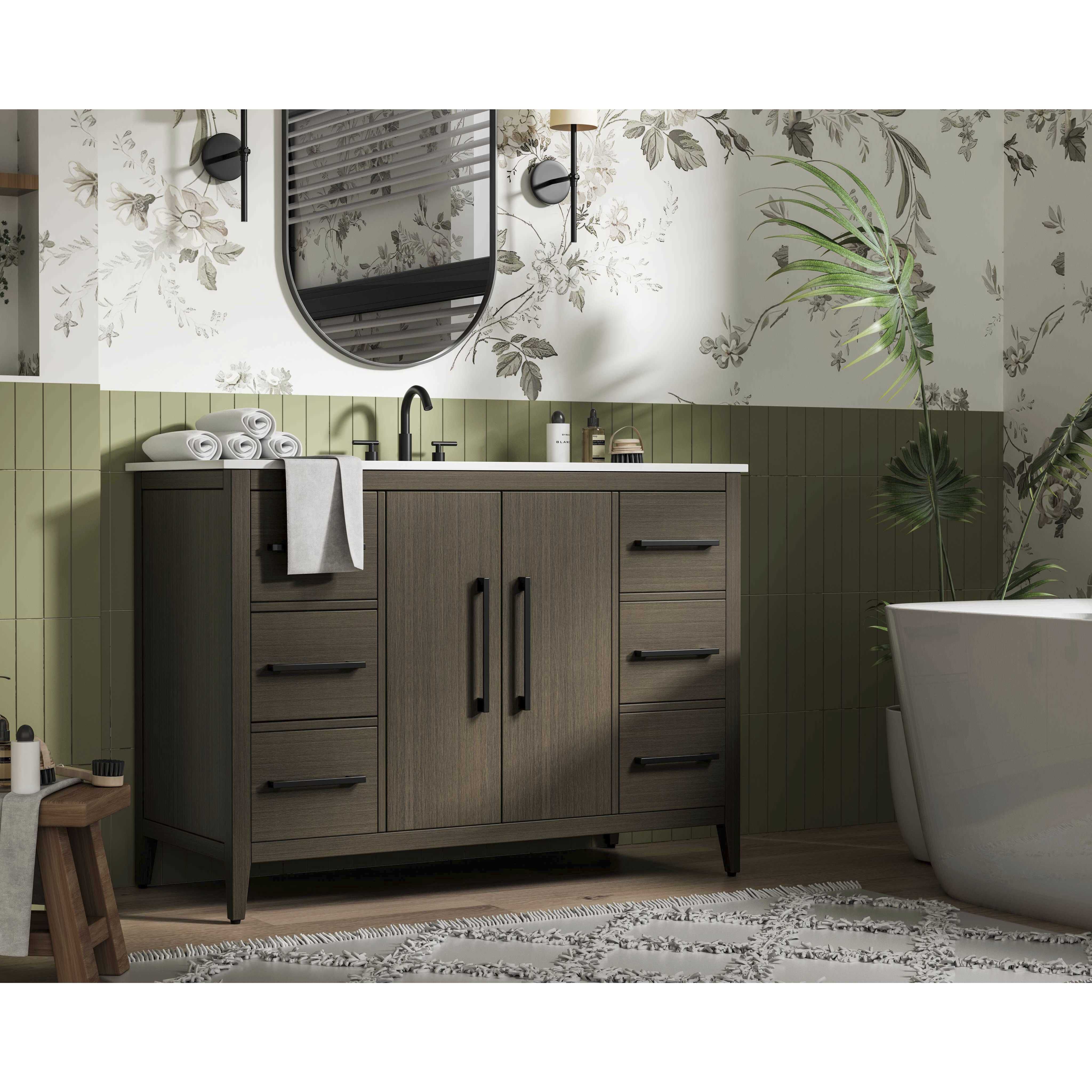 Millie 48 X 35 inch Mocha Brown Bathroom Vanity Cabinet