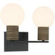 Jarrell 2 Light 14.63 inch Matte Black Bathroom Vanity Light Wall Light