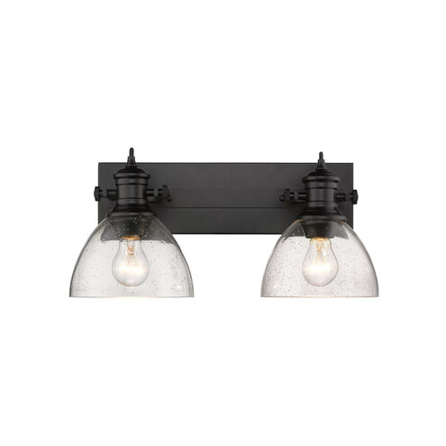 Hines 2 Light 18 inch Matte Black Bath Vanity Wall Light in Seeded Glass