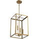 Traditional 4 Light 12 inch Natural Brass Pendant Ceiling Light